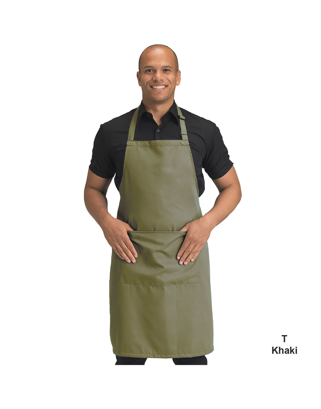 DP210 Dennys Recycled Bib Apron With Pocket - Khaki - DP210