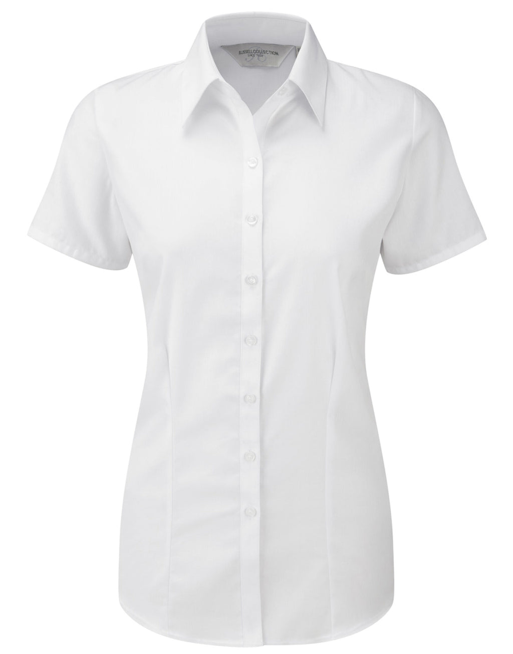 963F Russell Collection Ladies SS H'Bone Shi - White - 963F
