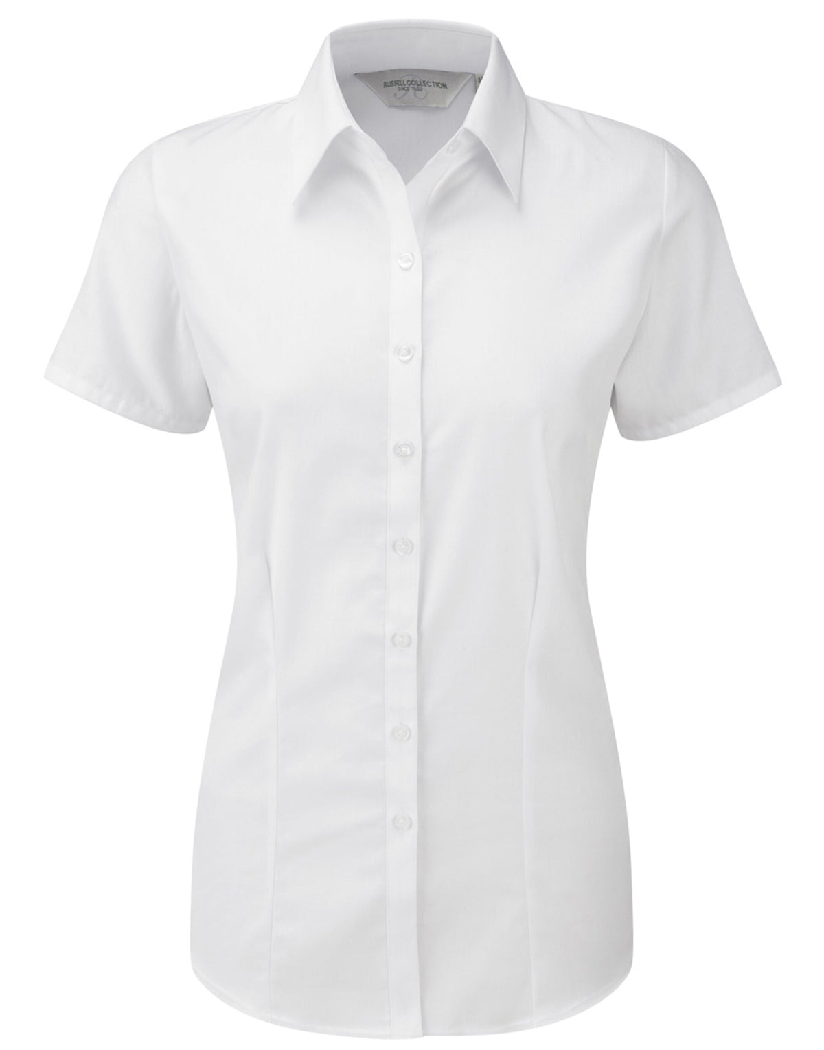 963F Russell Collection Ladies SS H'Bone Shi - White - 963F