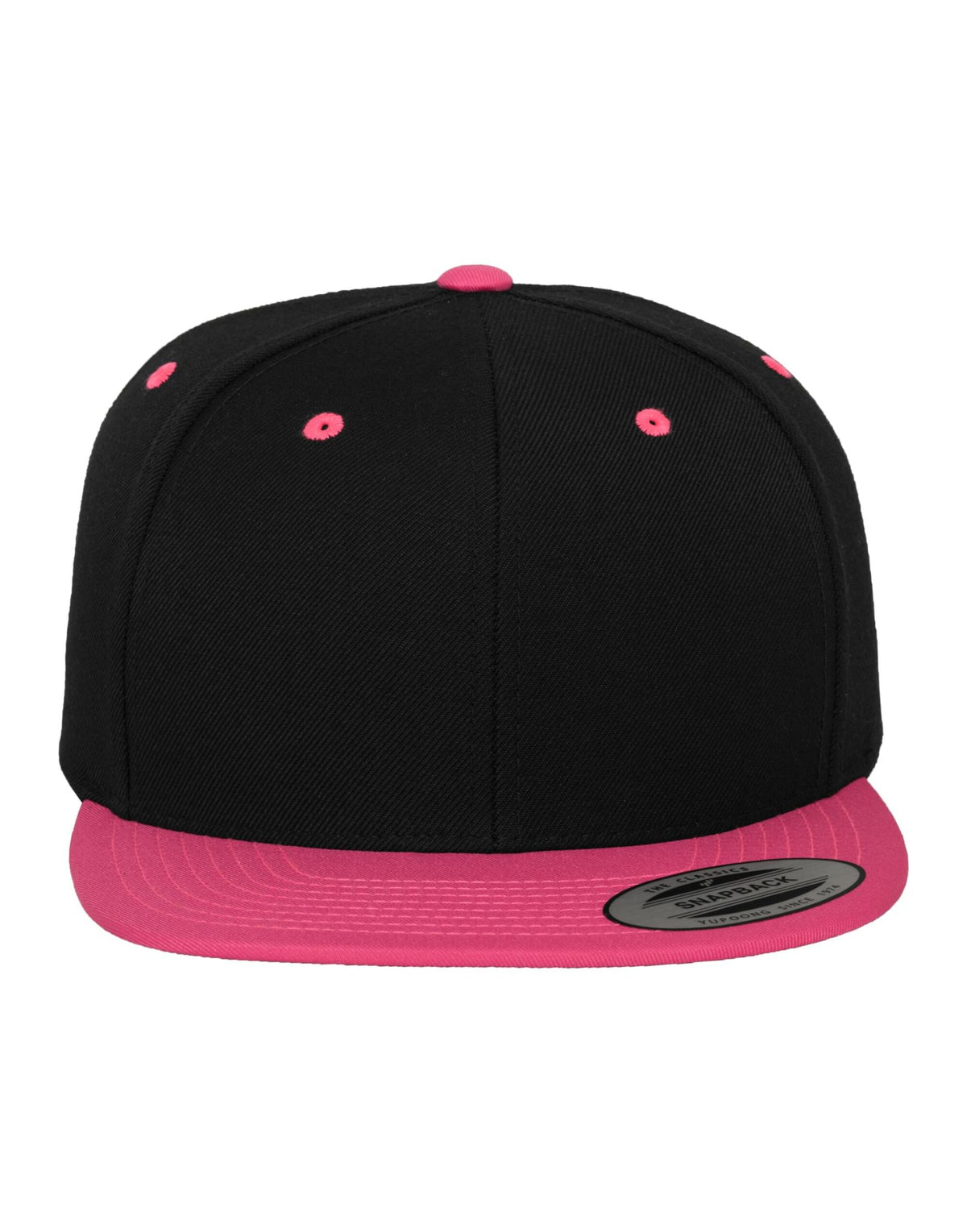 6089MT Flexfit Two Tone Classic Snapback Cap - Black/Neon Pink - 6089MT