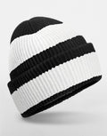 B391R Beechfield Colour Block Beanie - Black/Soft White - B391R
