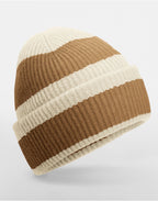 B391R Beechfield Colour Block Beanie - Vanilla/Biscuit - B391R