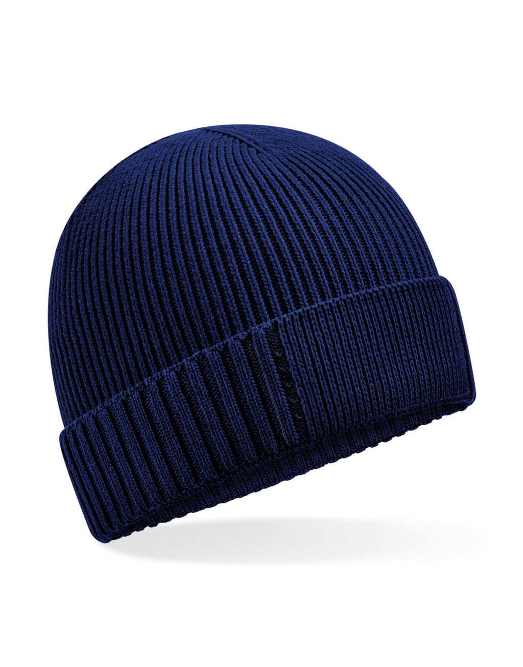 B438N Beechfield Organic Cotton Patch Beanie - Oxford Navy - B438N