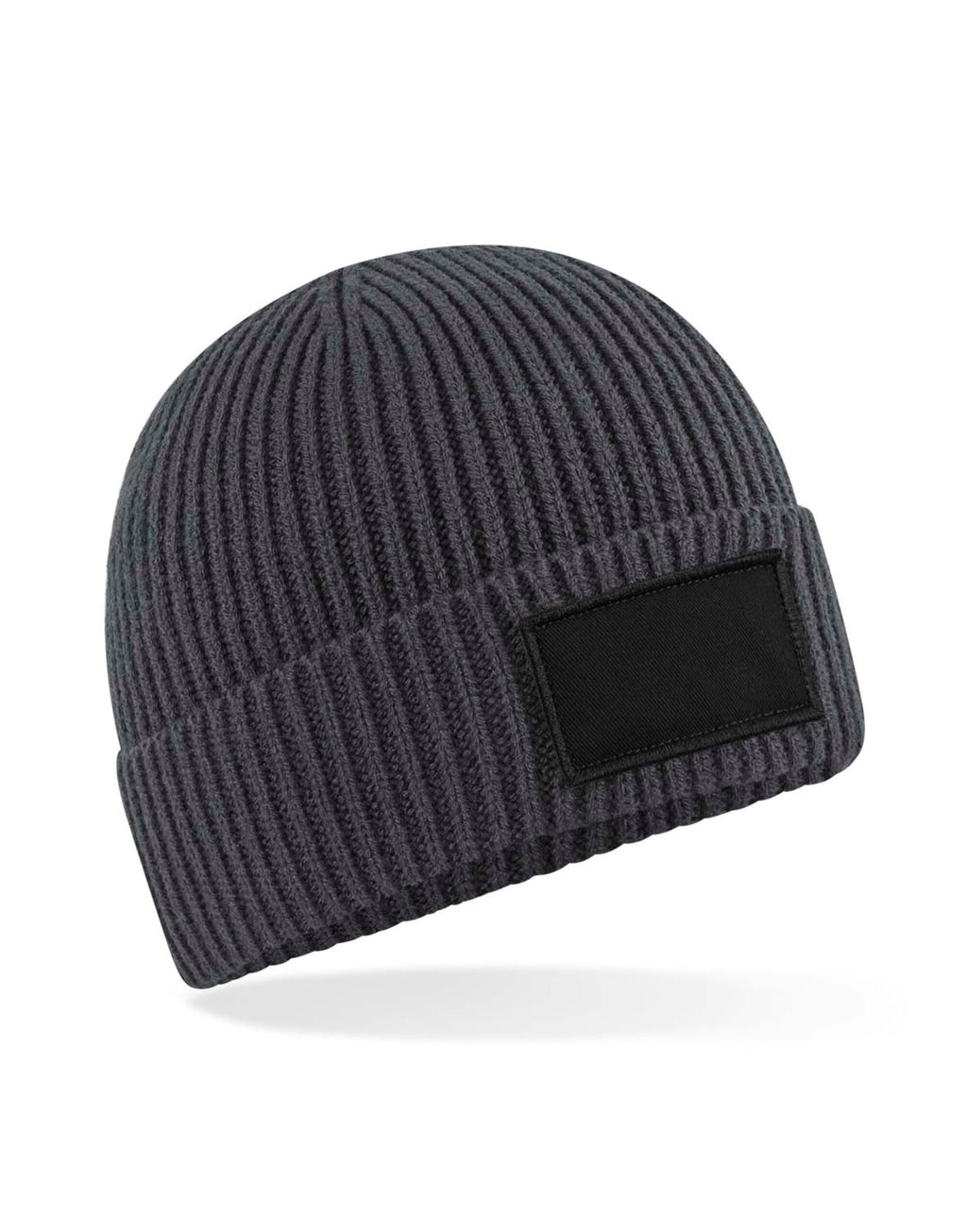 B442R Beechfield Fashion Patch Beanie - Graphite Grey/Black - B442R