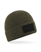 B442R Beechfield Fashion Patch Beanie - Military Green/ Black - B442R