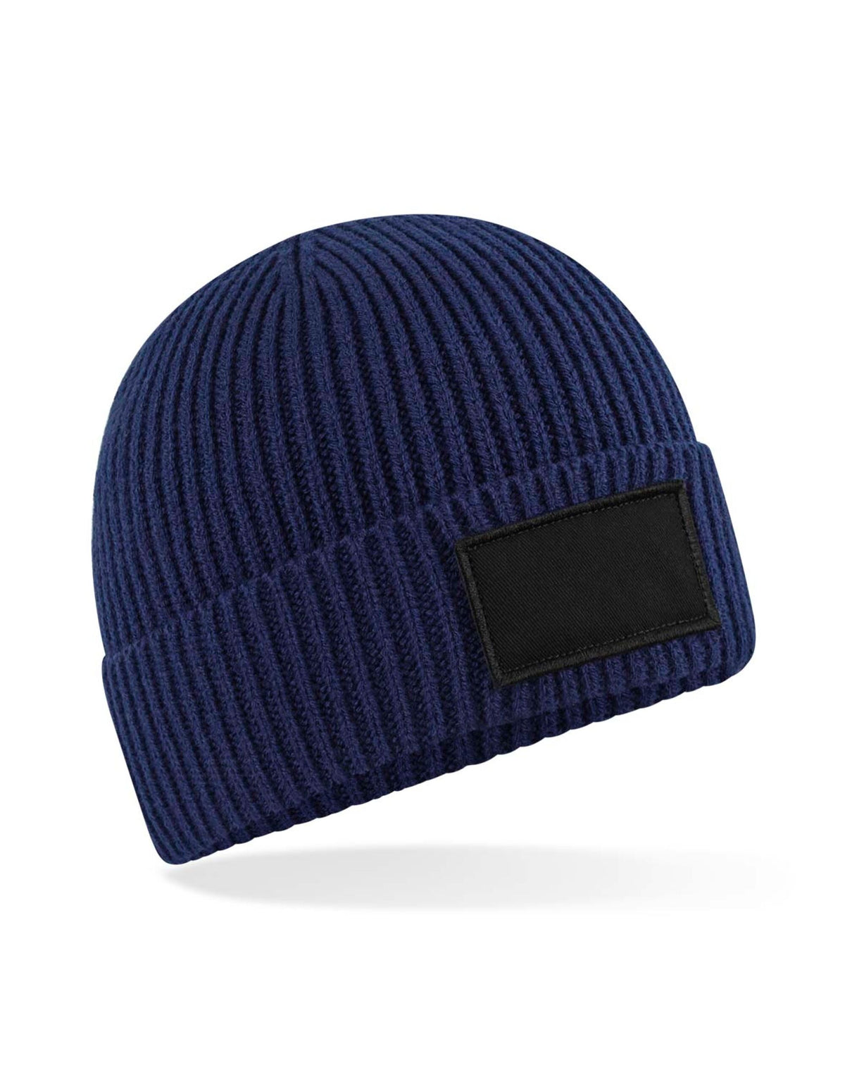 B442R Beechfield Fashion Patch Beanie - Oxford Navy/ Black - B442R