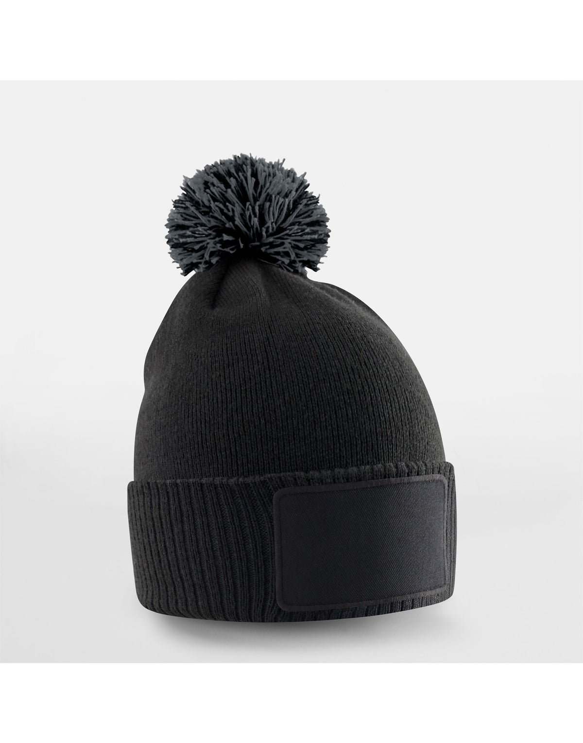 B443B Beechfield Kids Snowstar Patch Beanie - Black/Graphite - B443B