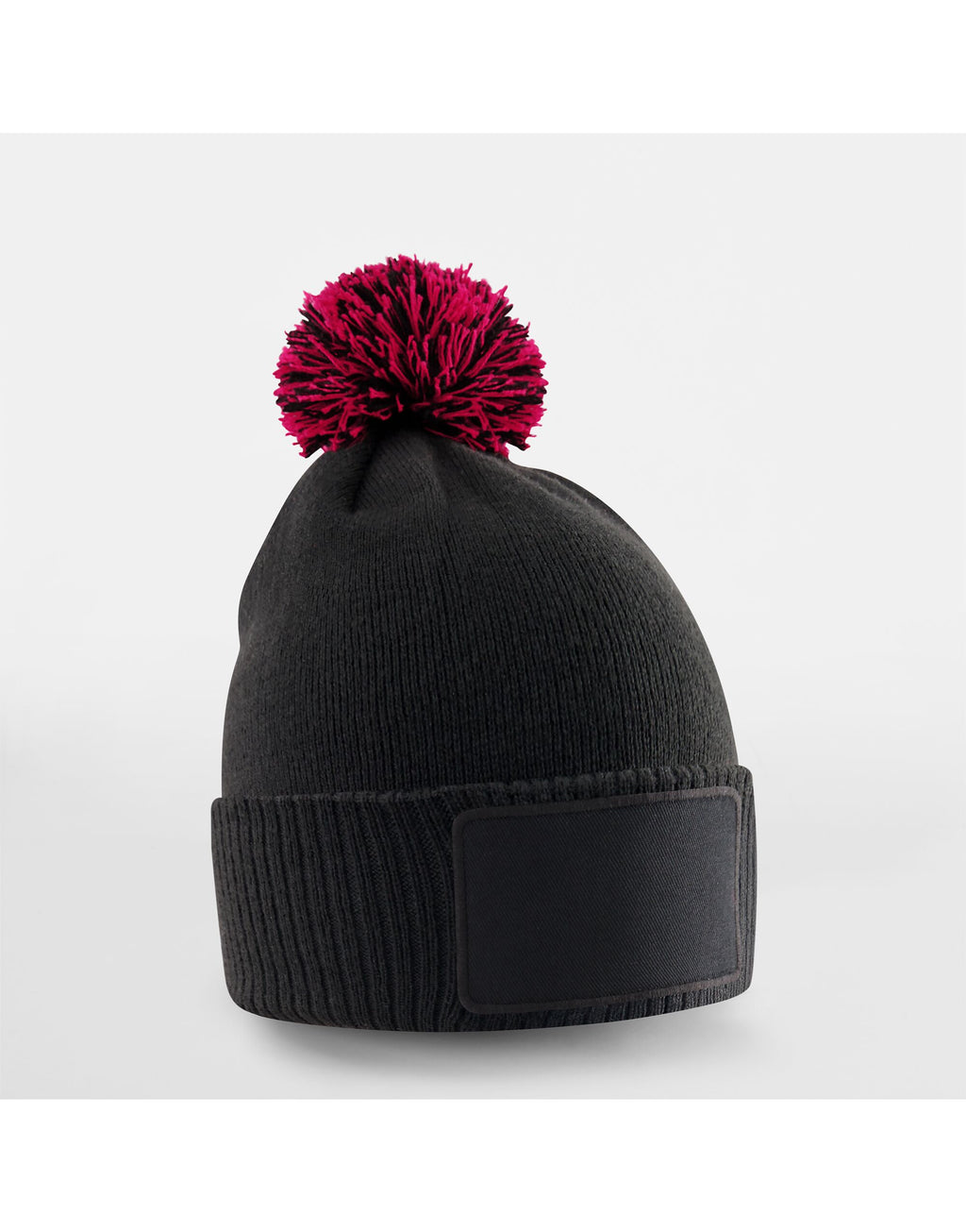 B443B Beechfield Kids Snowstar Patch Beanie - Black/Classic Red - B443B