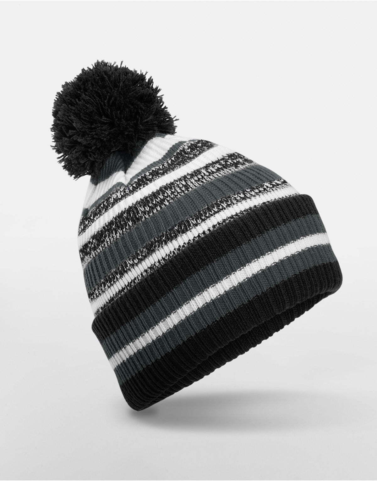 B474R Beechfield Multi-Sport Fan Beanie - Black/Graphite/White - B474R