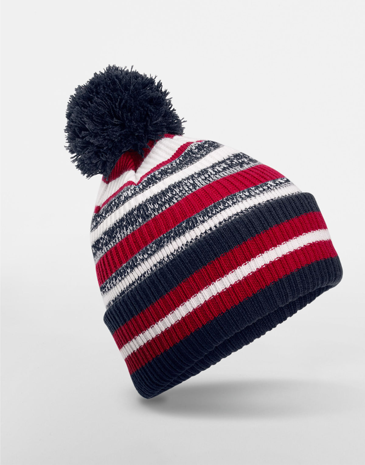 B474R Beechfield Multi-Sport Fan Beanie - French Navy/Classic Red/White - B474R