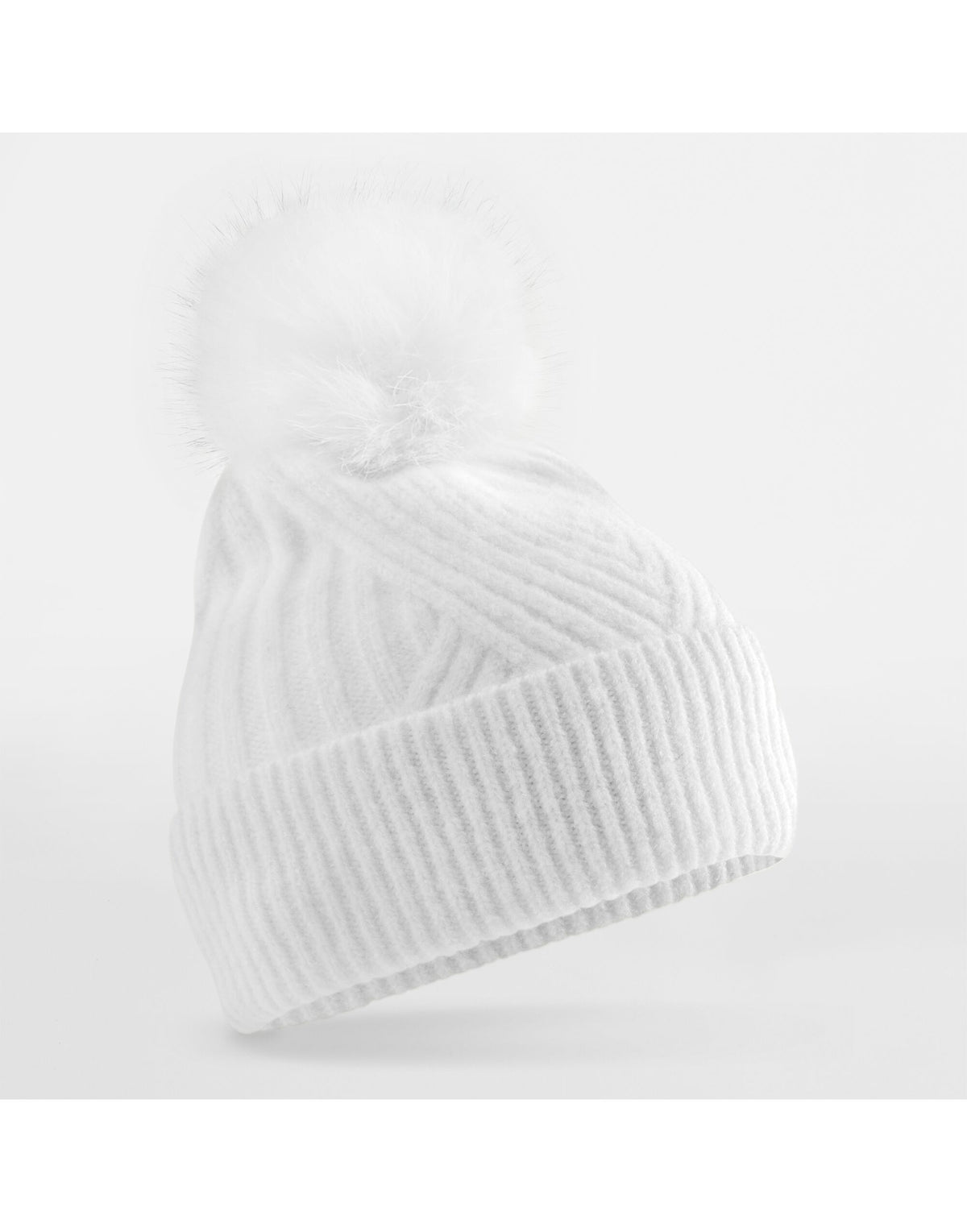 B529 Beechfield Snow Luxe Beanie - White - B529