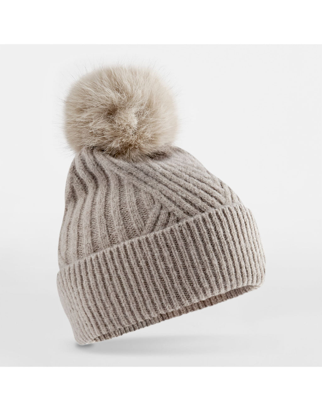 B529 Beechfield Snow Luxe Beanie - Natural Stone - B529