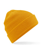 B52N Beechfield Organic Cotton Waffle Beanie - Mustard - B52N