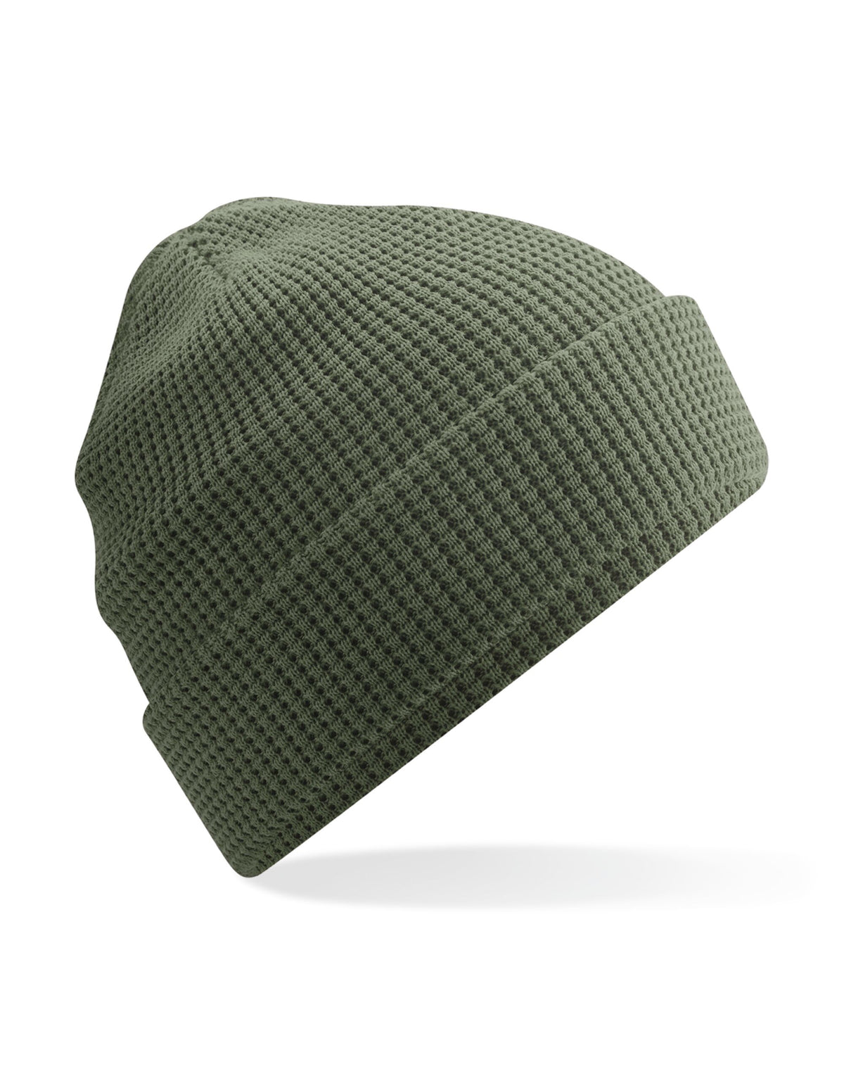 B52N Beechfield Organic Cotton Waffle Beanie - Olive Green - B52N