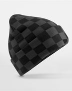 B531 Beechfield Checkerboard Beanie - Black/Charcoal - B531