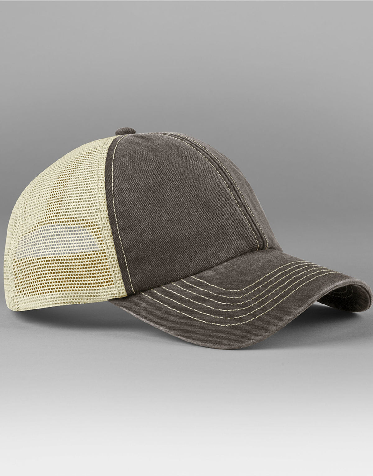B672 Beechfield 6 Panel Vintage Trucker - Vintage Brown/Stone - B672