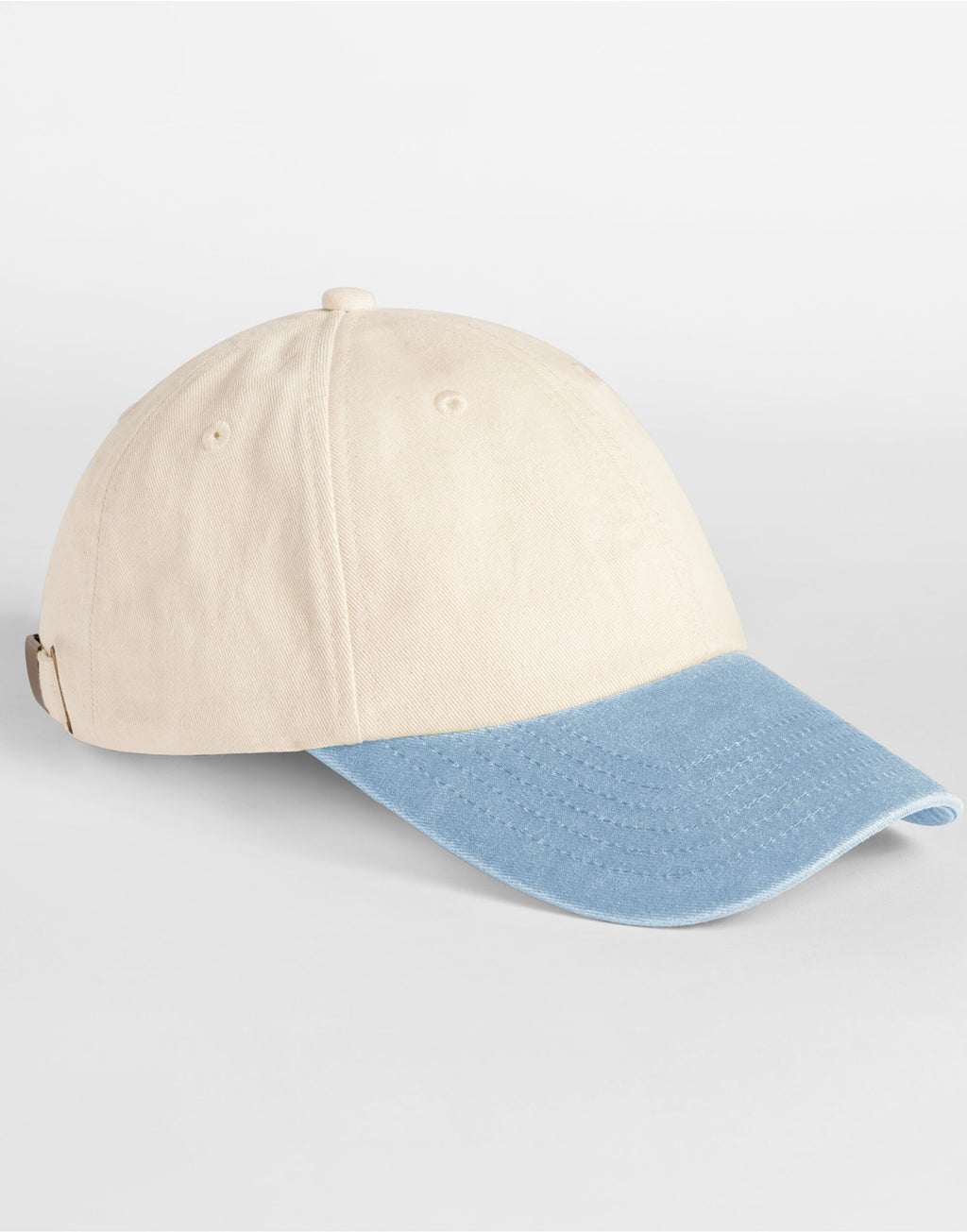B673 Beechfield Contrast Peak Vintage Cap - Natural/Vintage Light Blue - B673