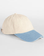 B673 Beechfield Contrast Peak Vintage Cap - Natural/Vintage Light Blue - B673