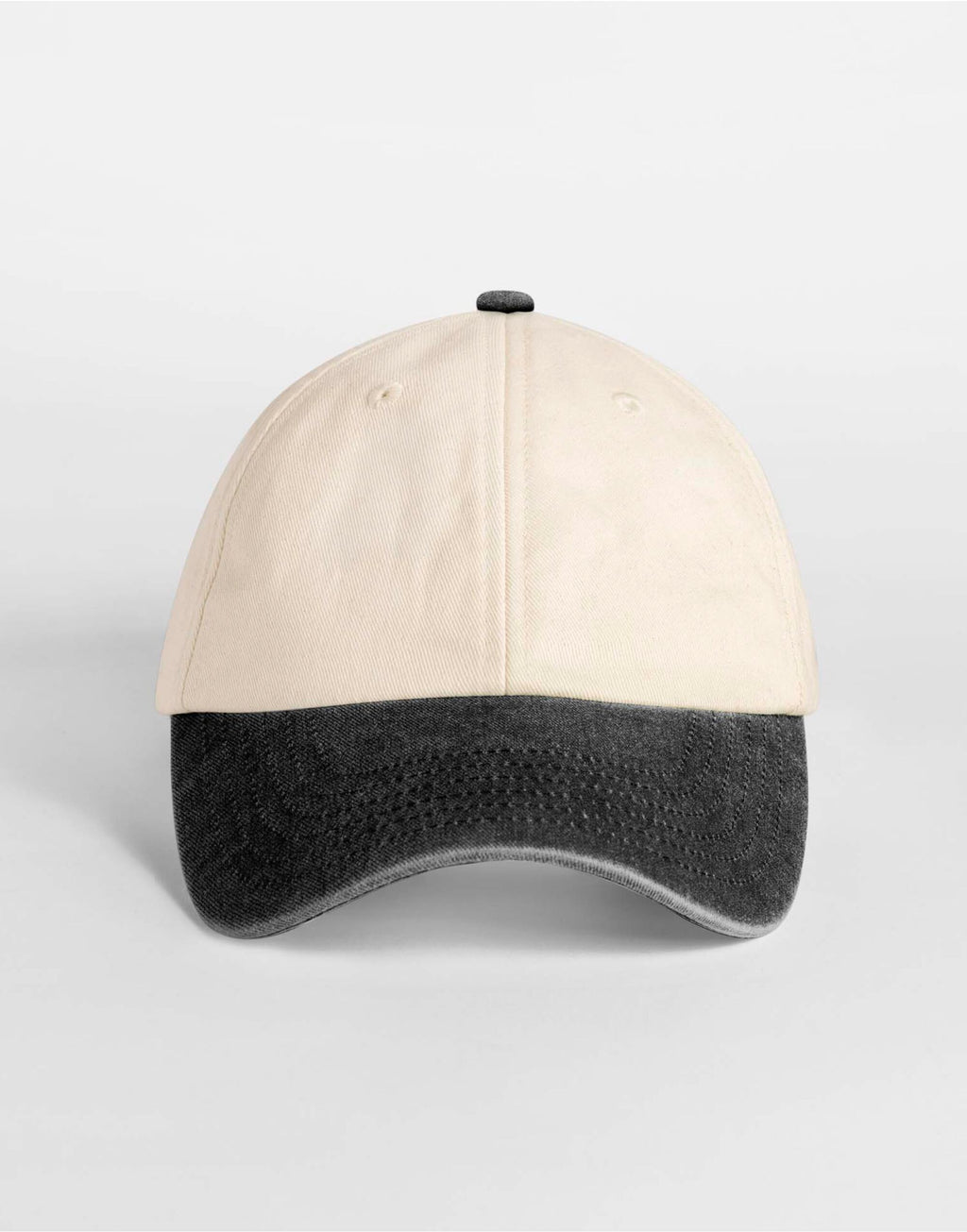 B673 Beechfield Contrast Peak Vintage Cap - Natural/Vintage Black - B673