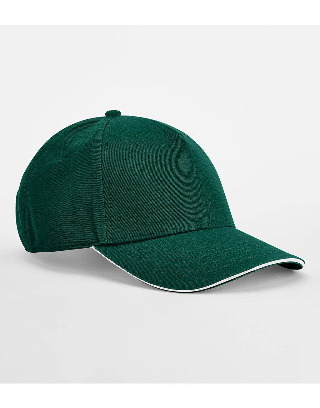 B825C Beechfield EA Org 5 Panel Cap SWich Peak - Bottle Green/ White - B825C
