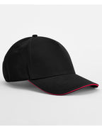 B825C Beechfield EA Org 5 Panel Cap SWich Peak - Black/Classic Red - B825C