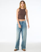 BE1019 Bella Women's Micro Rib Racer Tank - Solid Cocoa Blend - BE1019