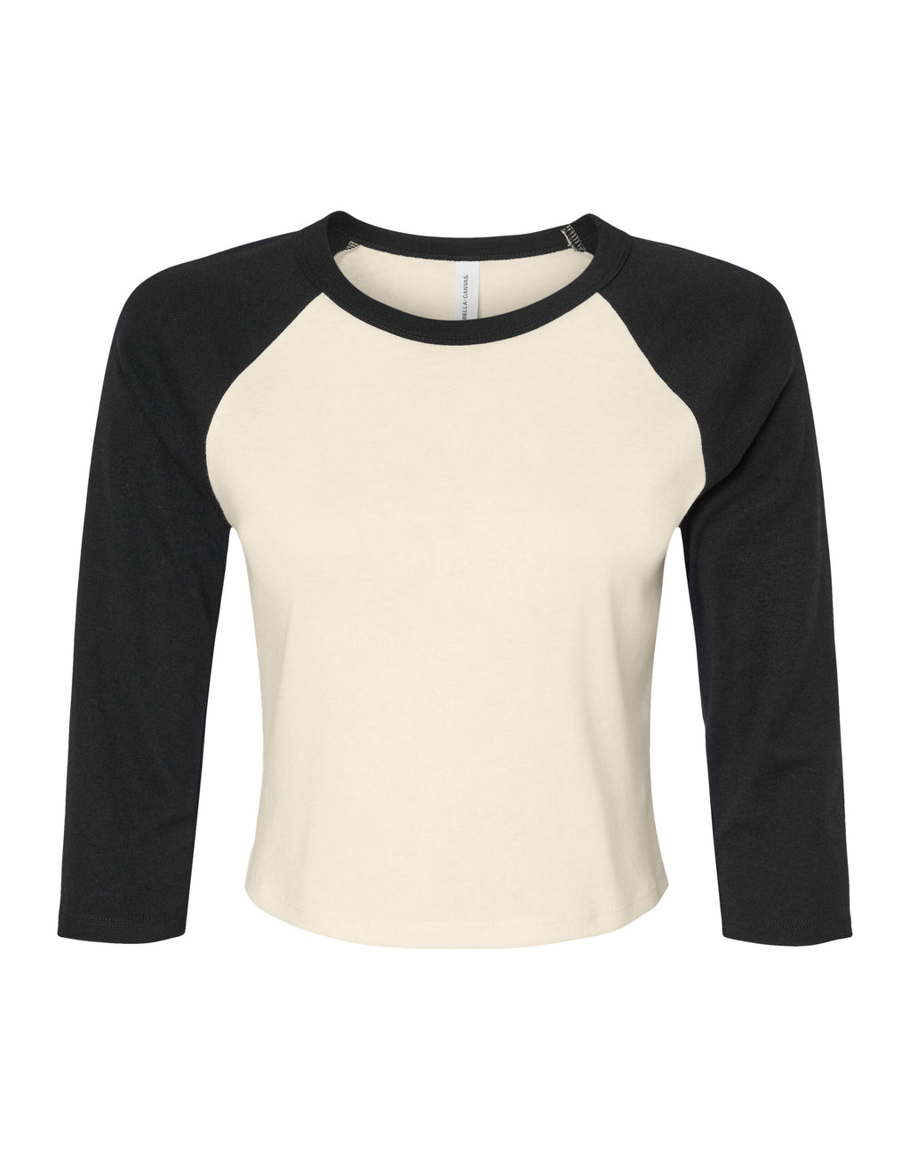 BE1200 Bella Women's Micro Rib 3/4 Raglan Tee - Natural/Black - BE1200