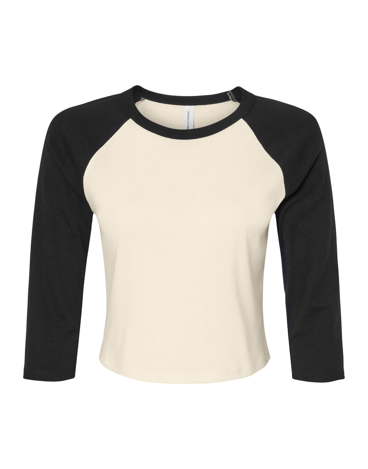 BE1200 Bella Women's Micro Rib 3/4 Raglan Tee - Natural/Black - BE1200
