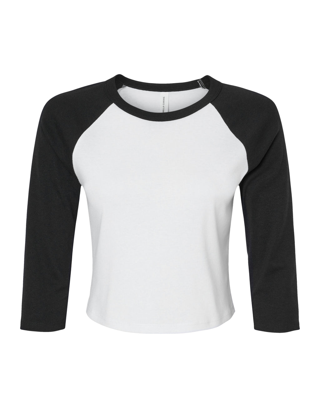 BE1200 Bella Women's Micro Rib 3/4 Raglan Tee - White/Black - BE1200