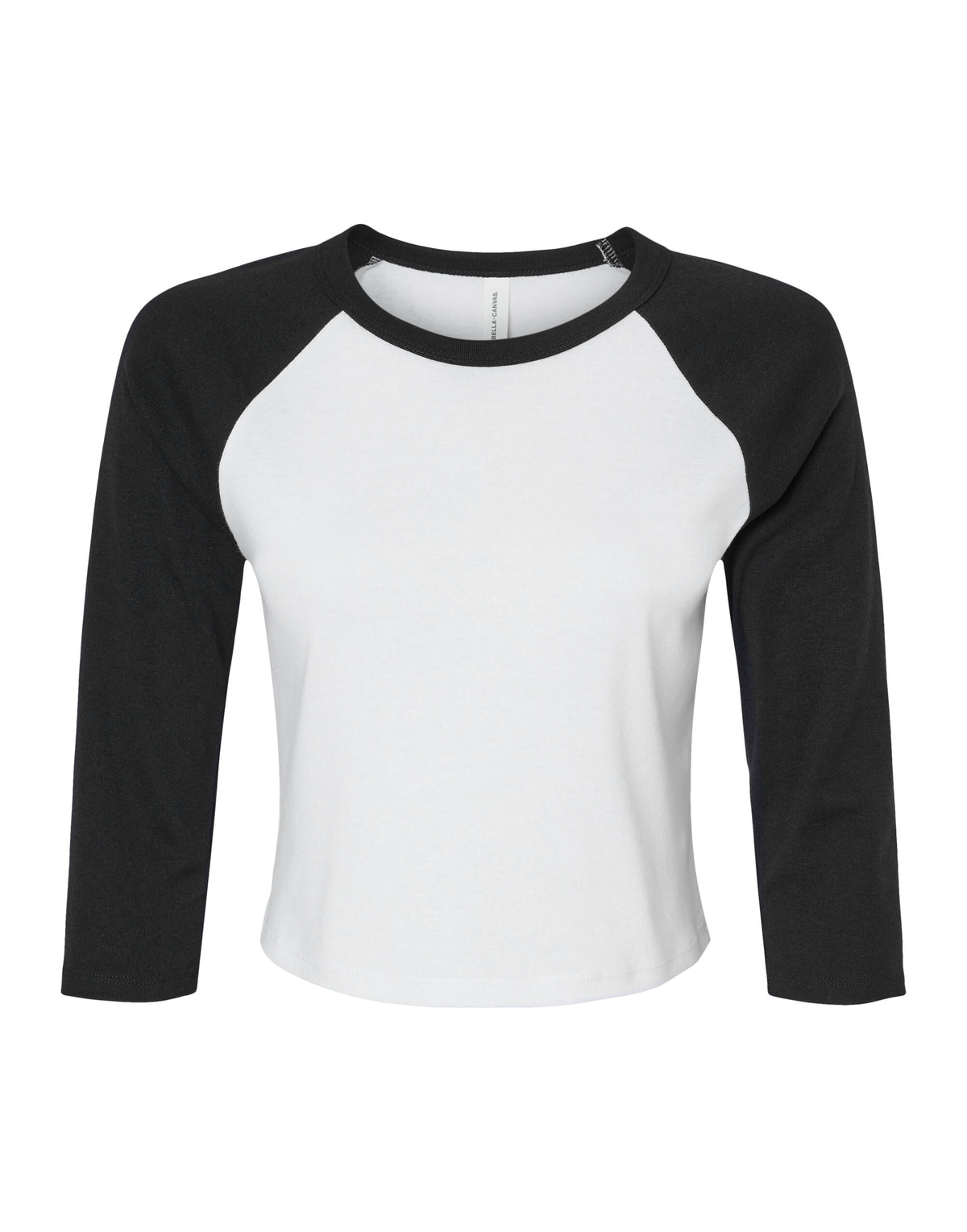 BE1200 Bella Women's Micro Rib 3/4 Raglan Tee - White/Black - BE1200