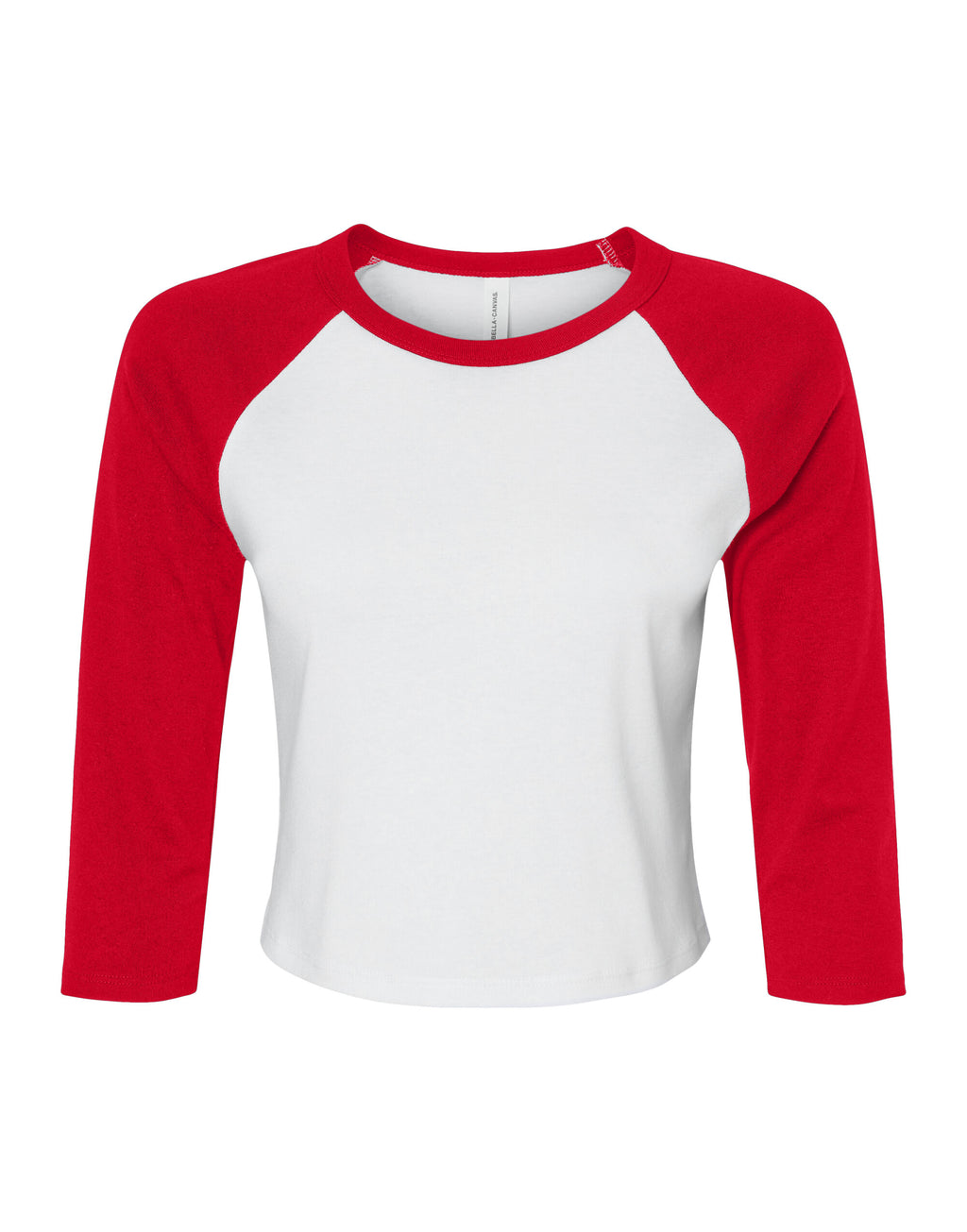 BE1200 Bella Women's Micro Rib 3/4 Raglan Tee - White/Red - BE1200