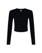 BE1501 Bella Women's Micro Rib Long Sleeve Tee - Solid Black Blend - BE1501