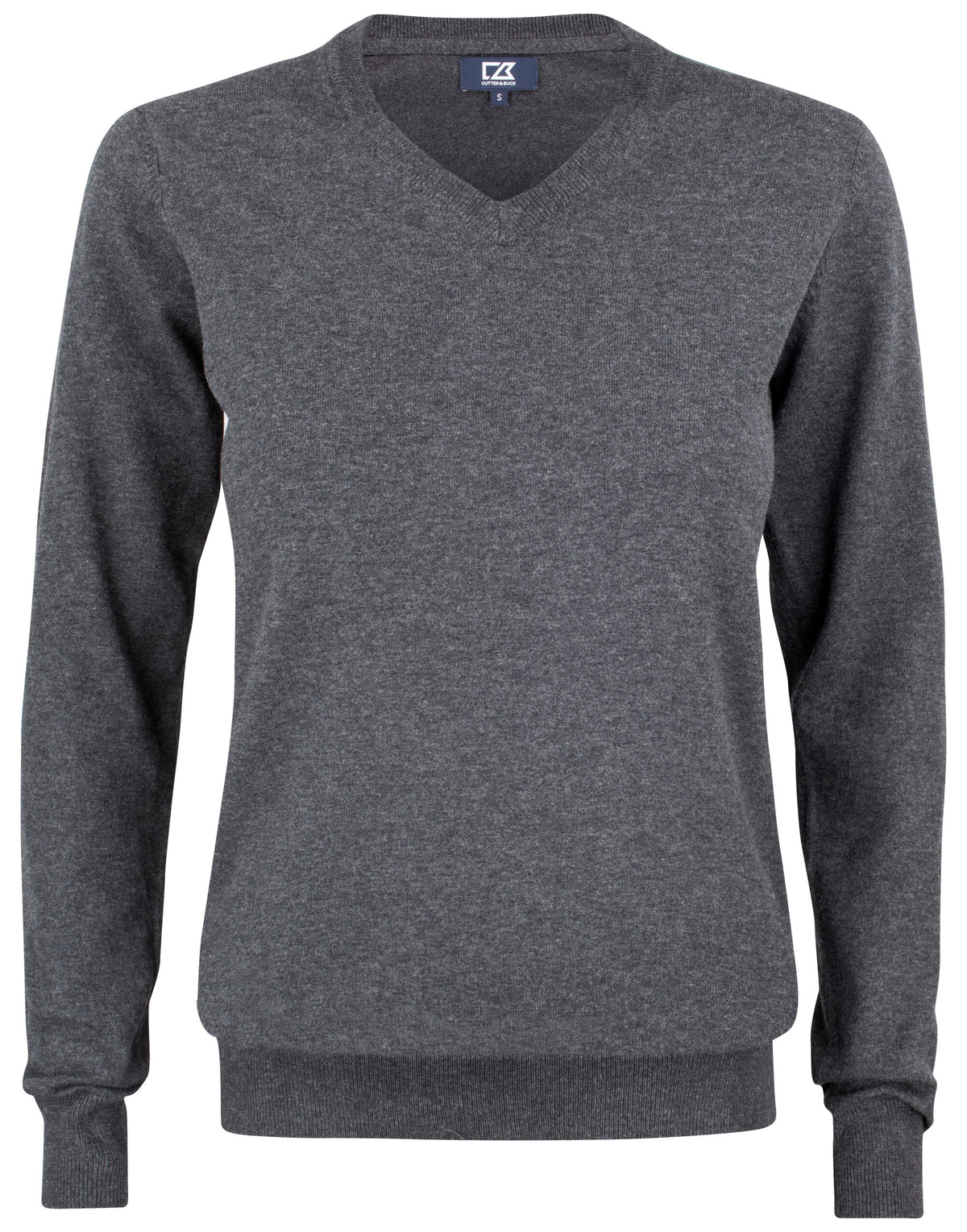 CB355419 C&B Ladies Oakville V-Neck Sweater - Anthracite Melange - CB355419