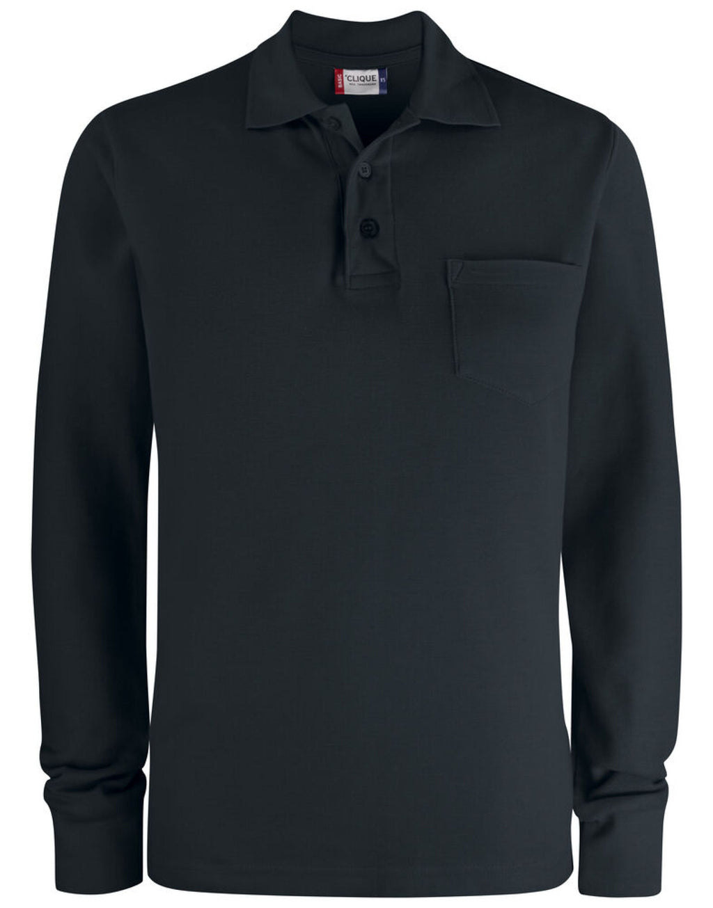 CQ028235 Clique Basic Pocket Polo L/S - Black - CQ028235