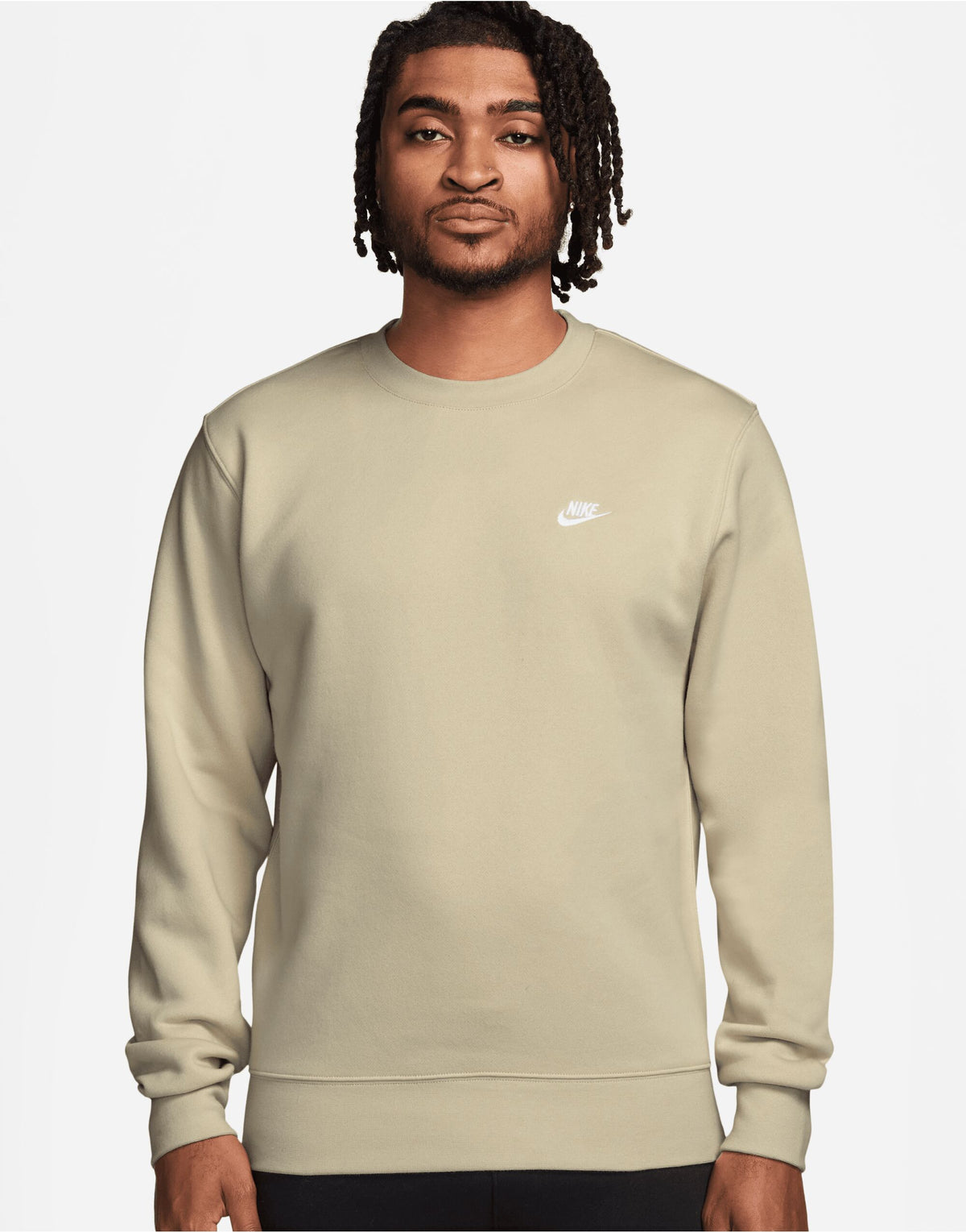 FN3886 Nike Club BB Crew Sweat - Light Khaki/White - FN3886