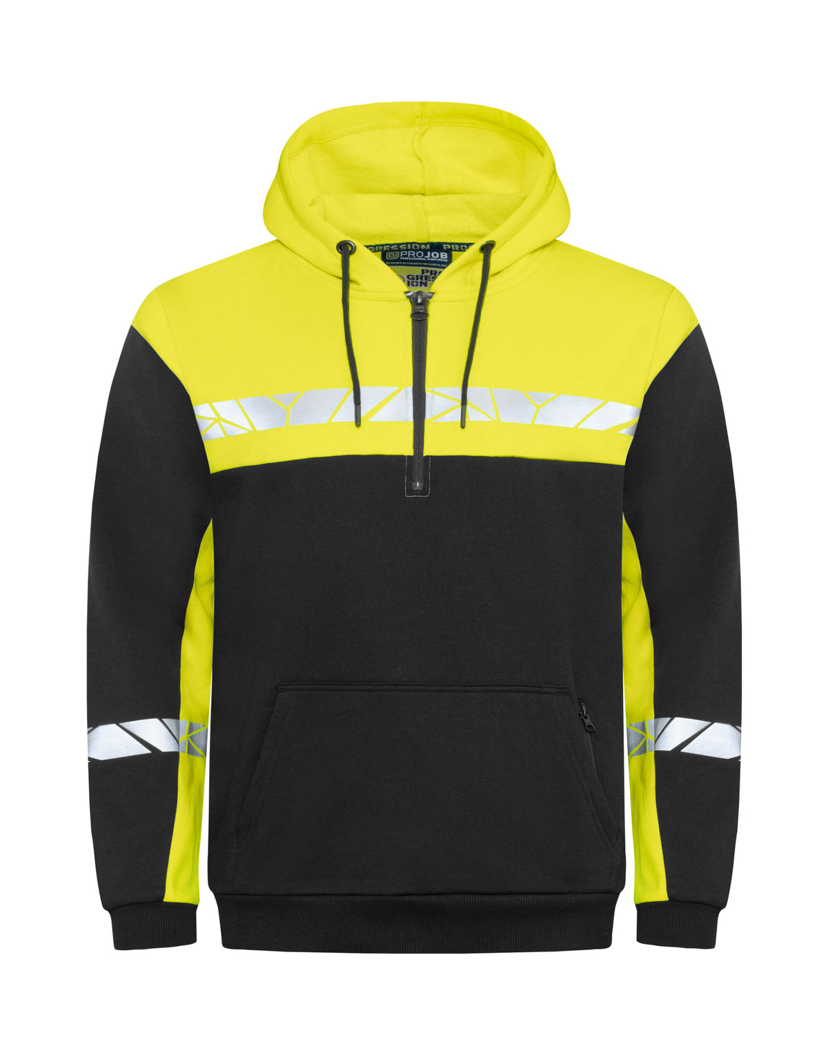 PJ647104 ProJob Progression 7104 Half Zip Hoodie - Black/Yellow - PJ647104