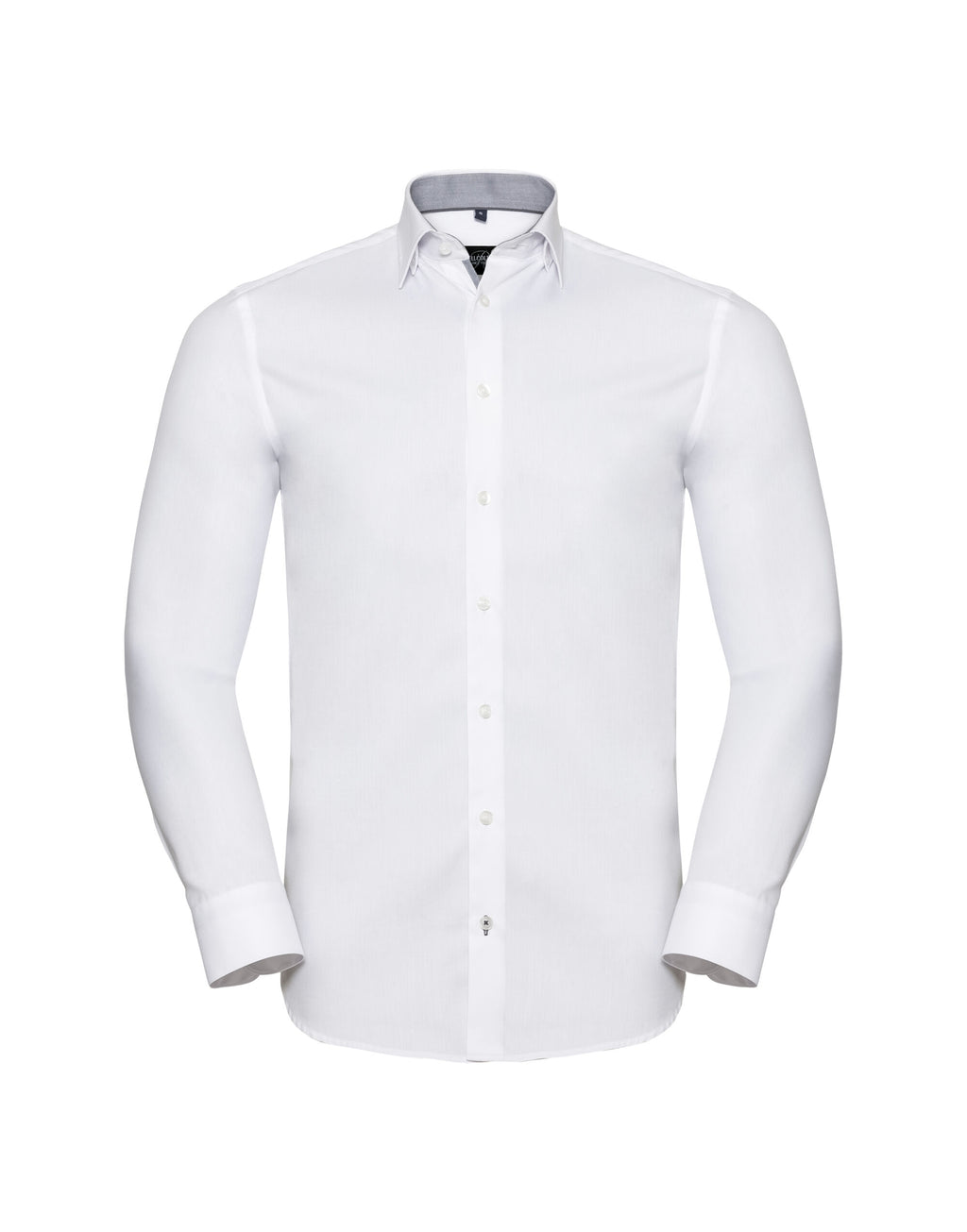 Russell Mens L/S Contrast H'Bone Shirt