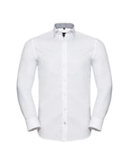 Russell Mens L/S Contrast H'Bone Shirt
