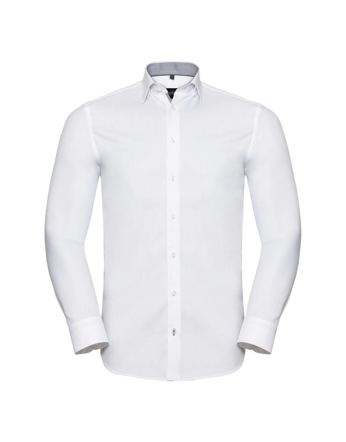 Russell Mens L/S Contrast H'Bone Shirt