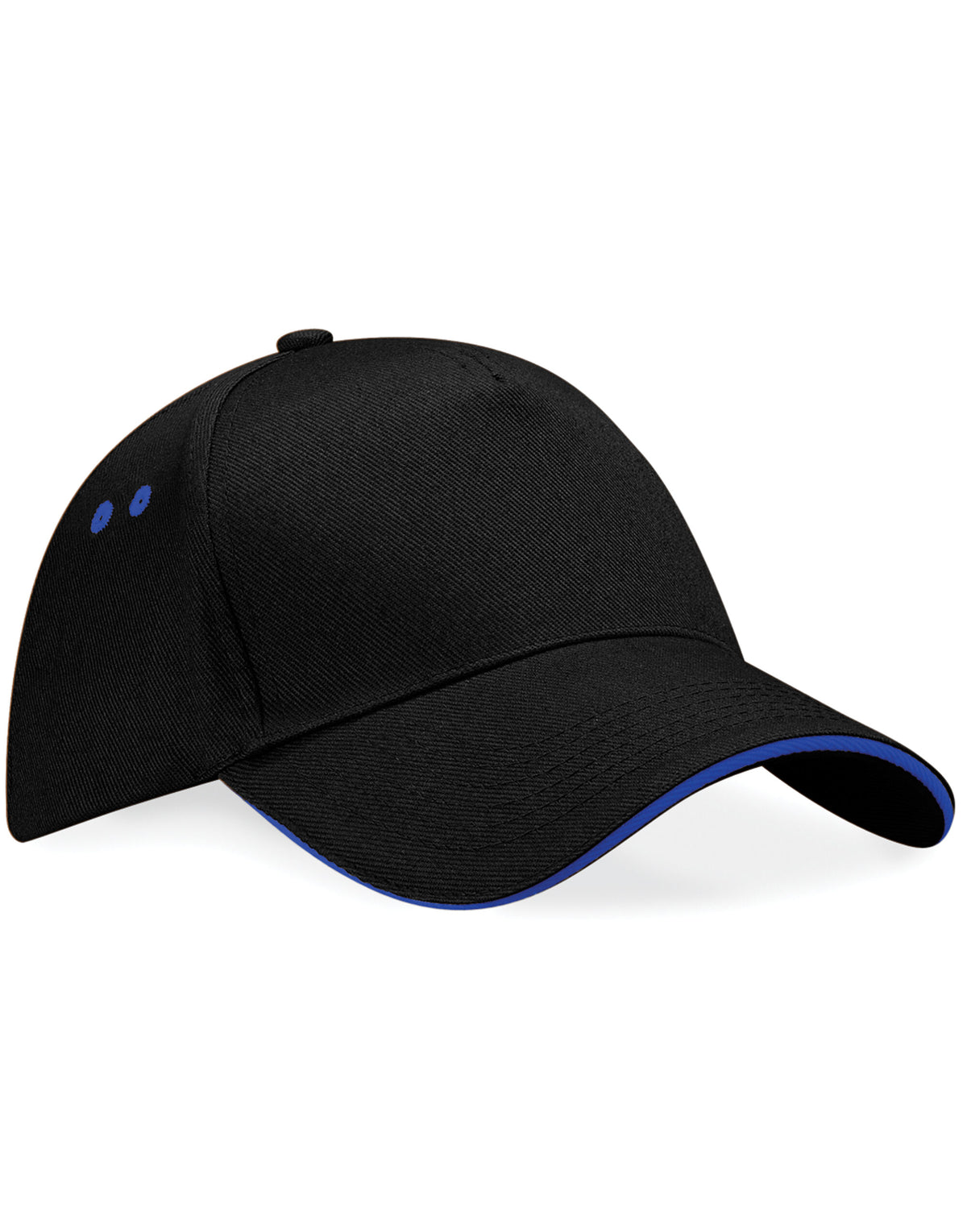 B15C Beechfield Ultimate Sandwich Peak Cap - Black/bright Royal - B15C