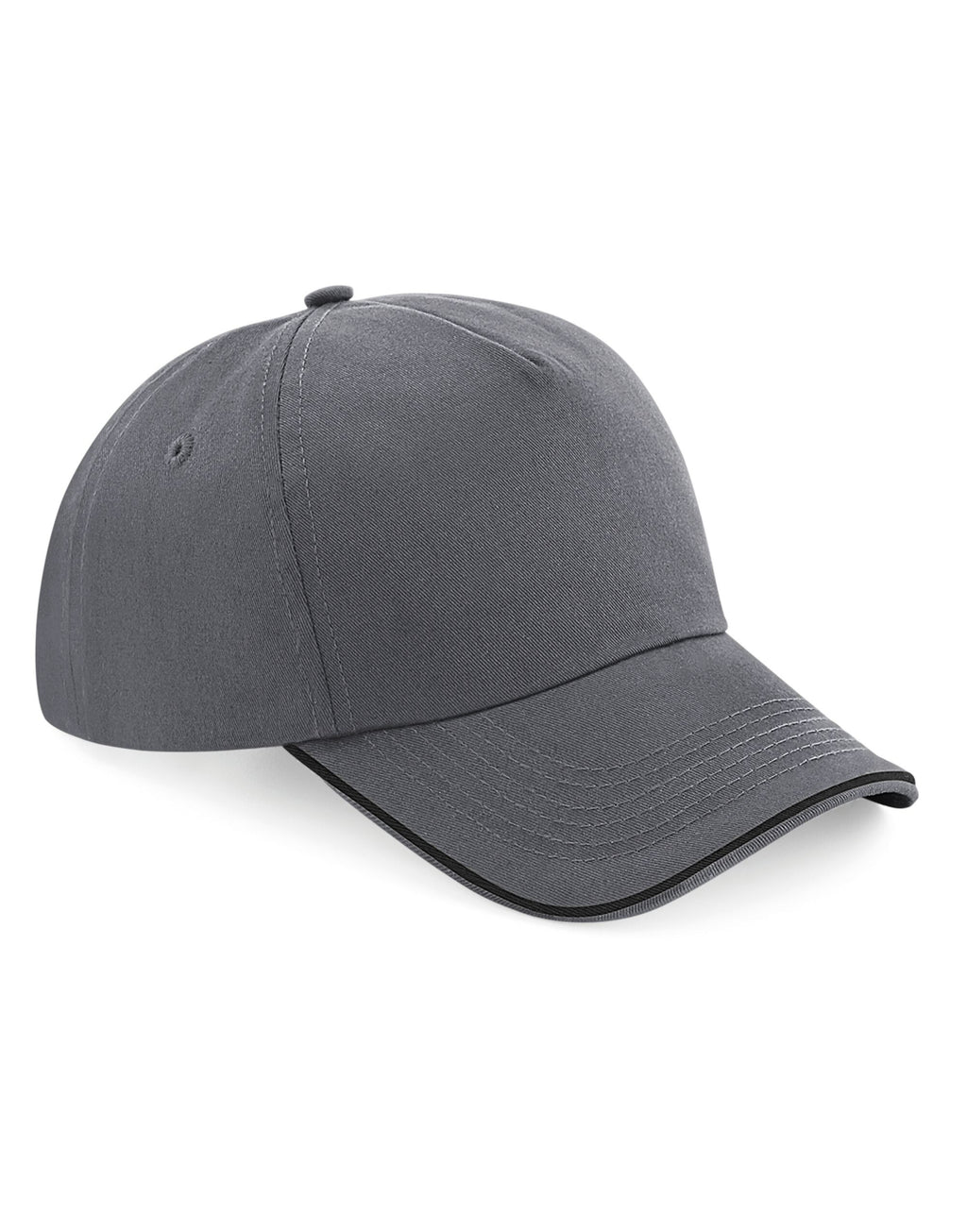 B25C Beechfield Authentic 5 Panel Piped Peak - Graphite Grey/Black - B25C