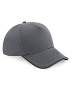 B25C Beechfield Authentic 5 Panel Piped Peak - Graphite Grey/Black - B25C