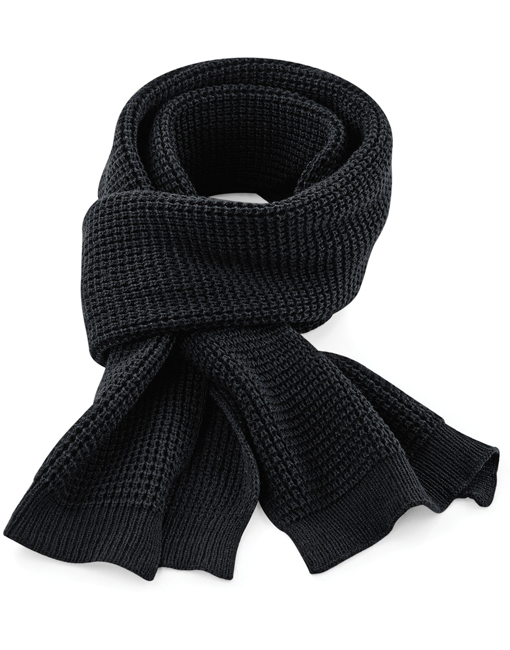 B424 Beechfield Classic Waffle Knitt Scarf - Black - B424