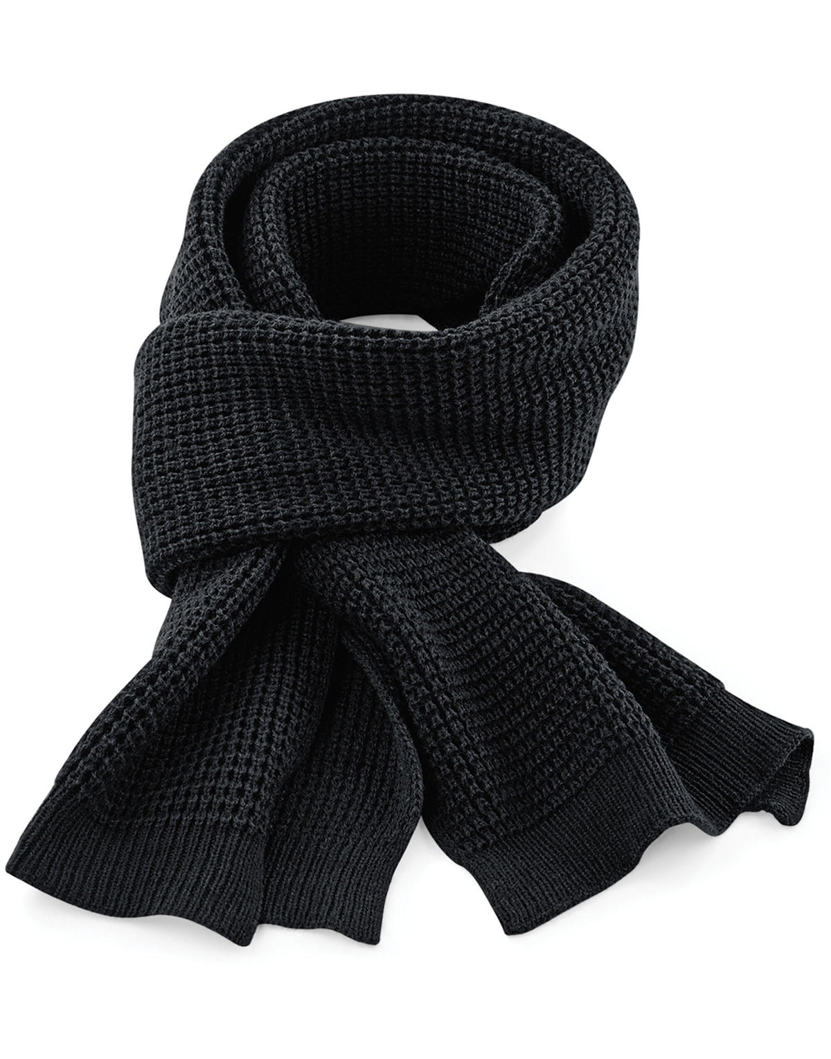 B424 Beechfield Classic Waffle Knitt Scarf - Black - B424