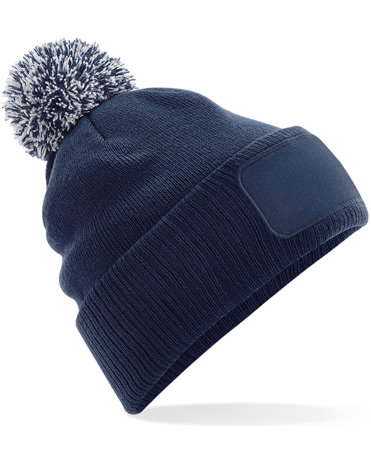 B443 Beechfield  Snowstar® Patch Beanie - French Navy/Light Grey - B443