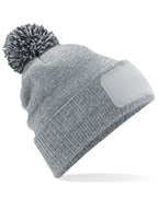 B443 Beechfield  Snowstar® Patch Beanie - Heather Grey/black - B443