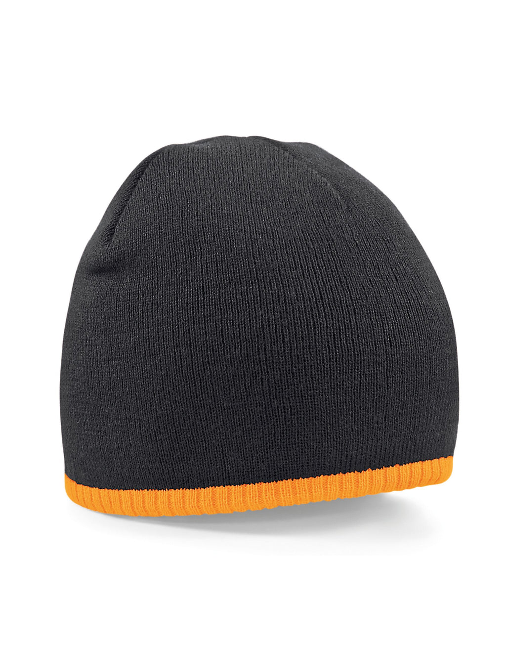 B44C Beechfield Two-Tone Pull On Beanie - Black/Fluorescent Orange - B44C