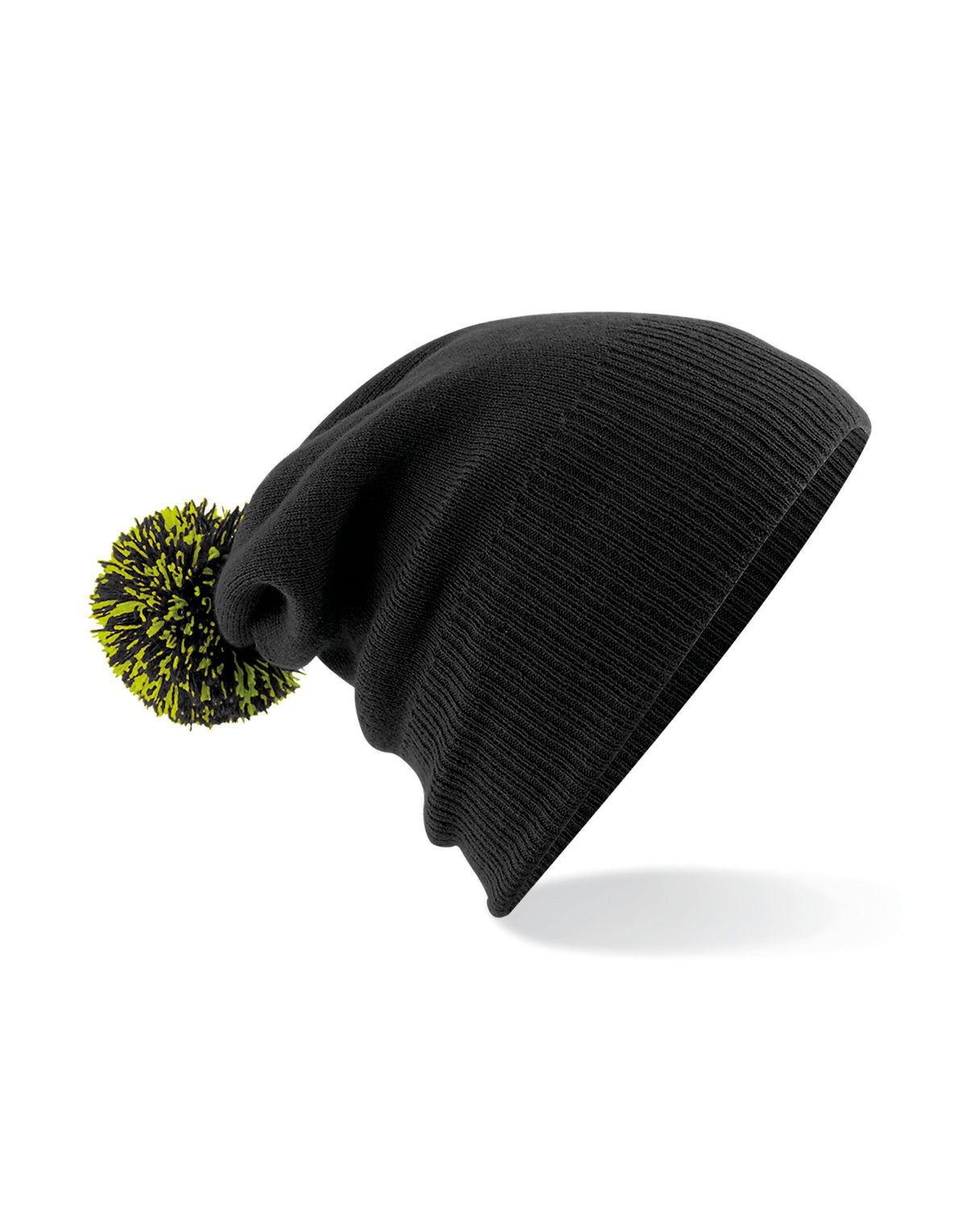 B450 Beechfield Snowstar® Beanie - Black/Lime Green - B450