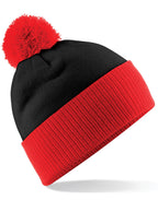 B451 Beechfield Snowstar® Two-Tone Beanie - Black/Bright Red - B451