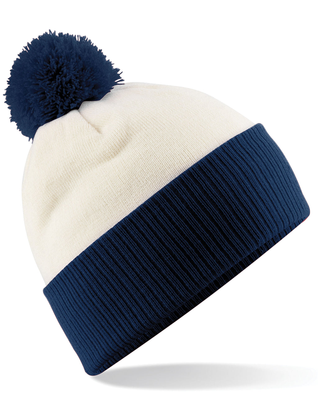 B451 Beechfield Snowstar® Two-Tone Beanie - Off White/ French Navy - B451